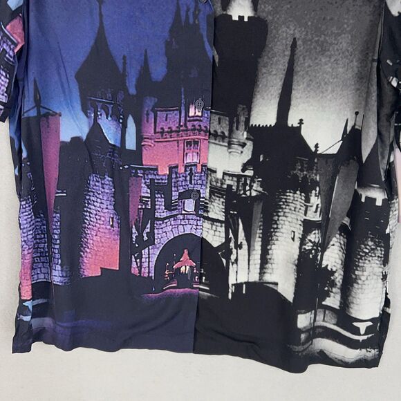 Disney Shirt Womens Large Black Purple Castle Camp Button Up Wonderful World 100 - Picture 4 of 13